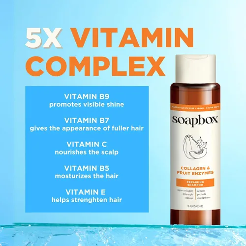 Miniatura 5 de Champú y acondicionador de colágeno Soapbox, para cabello seco, fino o delgado, fortalecedor con colágeno y péptidos para un cabello de aspecto más