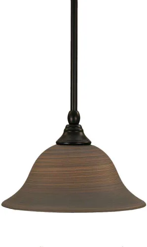 Miniatura 218 de Toltec Lighting Tallo Colgado Mini colgante, acabado de cobre negro, 3.5" cuadrado humo burbuja vidrio