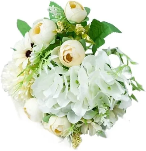 Miniatura 5 de 1 ramo de flores artificiales de peonía de seda para decoración de boda, ramo de flores de otoño, decoración de hotel, decoración de hotel, mesa
