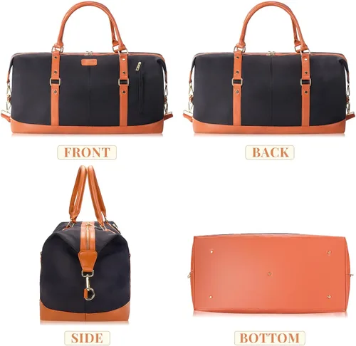 Miniatura 18 de Oflamn Bolsa de fin de semana para mujer, bolsa de lona para la noche, bolsa de viaje grande, bolsa de viaje con compartimento para zapatos, juego
