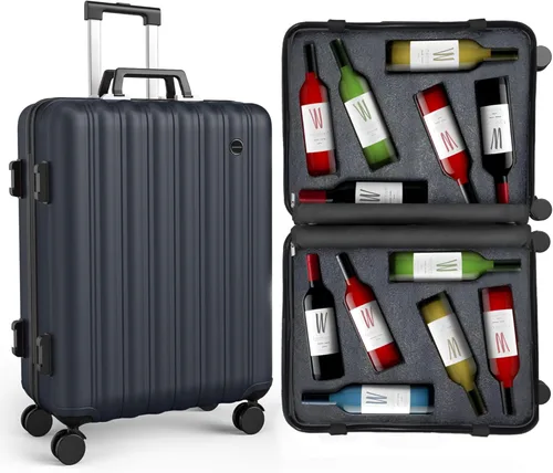 boldworks Maleta de Vino para Aviones 12 Botellas de Equipaje de Vino para Viajes en Avión con Cerradura Aprobada por TSA y Inserto Removible para