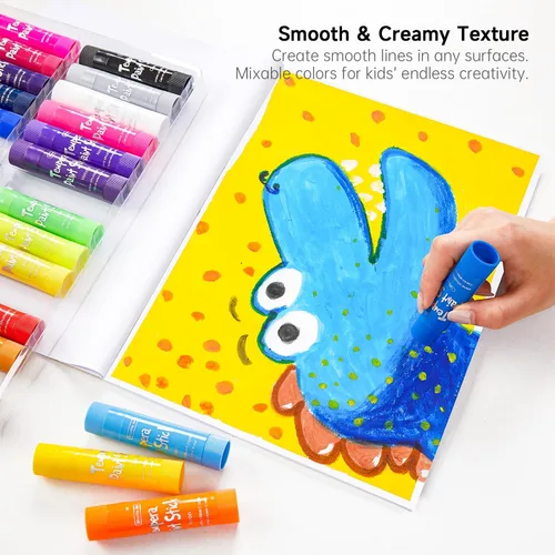 Miniatura 4 de Palos de pintura al temple de 30 colores sólidos para niños con 1 almohadilla de dibujo, secado súper rápido, no tóxico, funciona muy bien en papel