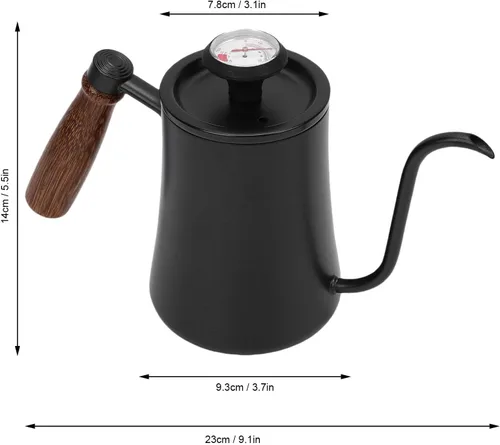 Miniatura 6 de LICAEVEY Hervidor de cuello de cisne, hervidor de café con termómetro integrado y mango de madera, estufa de acero inoxidable 304 para verter