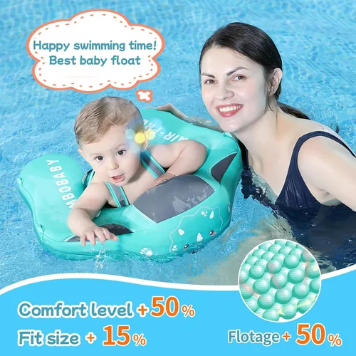 Miniatura 5 de Mambobaby Flotador con Toldo y Cola Nuevo Mejorado Flotador de Piscina No Inflable para Bebé Flotador de Natación Mambo Entrenador de Natación Tela
