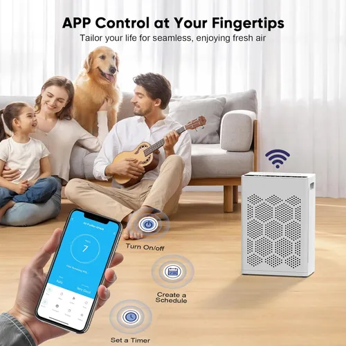 Miniatura 2 de DAYETTE Purificadores de aire para el hogar, habitación grande de hasta 1800 pies cuadrados con fragancia, control inteligente WiFi Alexa, modo
