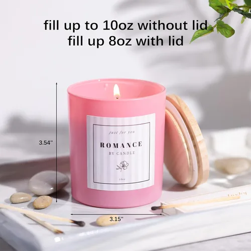 Miniatura 7 de 12 tarros de velas rosas surtidos para hacer velas, tarros de vela vacíos de 10 onzas con tapas y etiquetas de bambú, tarro de vela de vidrio