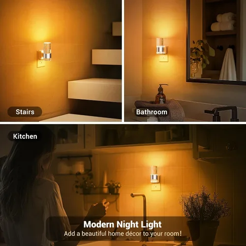 Miniatura 6 de JandCase Luz nocturna, luces nocturnas automáticas enchufables a la pared, luz nocturna LED regulable con brillo ajustable, luces nocturnas
