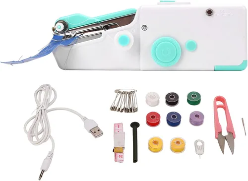 Máquina de coser de mano, mini máquina de coser portátil, pequeña máquina de reparación, herramienta doméstica para telas, ropa, niños, tela, hogar,