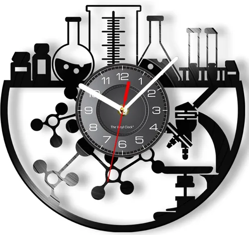 Reloj de pared químico de 12 pulgadas, reloj de pared silencioso de cuarzo sin tictac, funciona con pilas, moderno, decorativo, química, analógico,