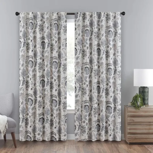 Eclipse Nina - Cortinas con bolsillo para cortinero para dormitorio, panel individual, 52 x 63 pulgadas, color negro