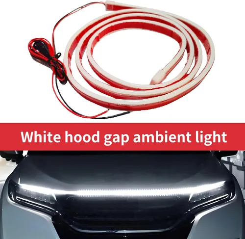Miniatura 3 de 1 pieza de tira de luz LED flexible impermeable para capó de coche tipo guía de luz de separación central Tira de luz LED de escaneo para coche