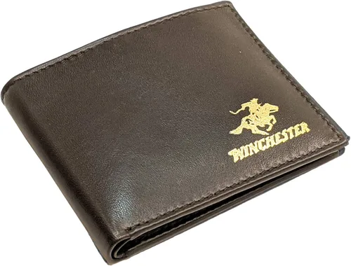Winchester billete RFID carteras para hombres de cuero genuino grano completo, ranura delgada para tarjeta con ventana de identificación ligero