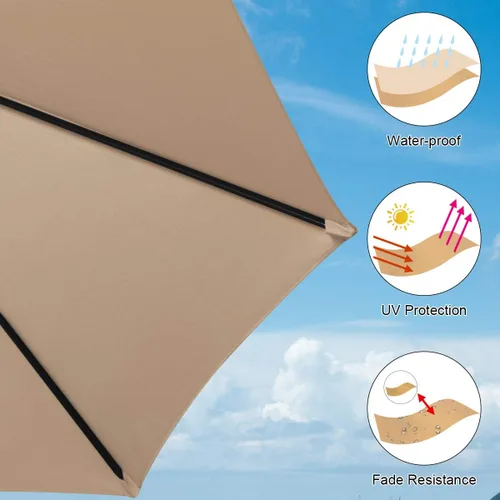 Miniatura 9 de Tangkula Paraguas de doble cara para patio de 15 pies con base, sombrilla de mercado extragrande para exteriores con manivela, base de sombrilla