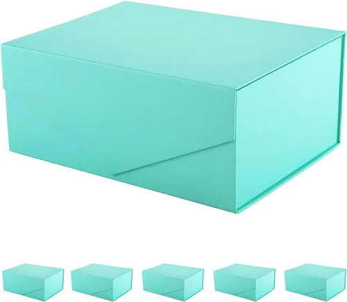 Miniatura 40 de PACKHOME Caja de regalo de 9 x 6.5 x 3.8 pulgadas, caja plegable rectangular con tapa magnética para embalaje de regalo (rosa mate, textura de grano)