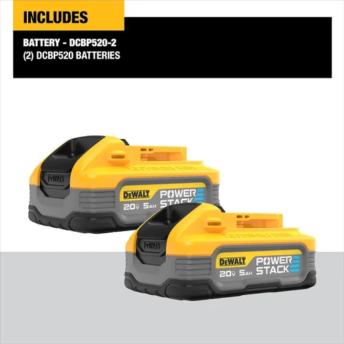 Miniatura 3 de DEWALT Powerstack - Batería de 20 V Max, recargable, 5 Ah, iones de litio, paquete de 2 (DCBP520-2) y batería de 20 V MAX XR, 5 Ah, paquete de 2