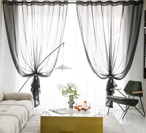 Miniatura 46 de PI - Cortinas traslúcidas con paneles pequeños, cortina transparente para ventana de cocina, mirador, 2 paneles