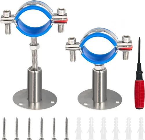 2 unidades de soportes de tubo para montaje en pared y en techo, de acero inoxidable 304, adecuados para tubos con diámetro exterior de 1-1/2"
