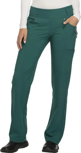 Cherokee Pantalones Médicos para Mujeres de Tiro Medio Pierna Recta Pantalones de Uniforme Médico para Mujeres sin Cierre con 6 Bolsillos y