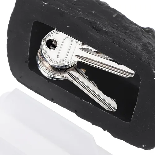 Miniatura 8 de Caja de llaves falsa de roca para exteriores, resistente a la intemperie, con amplio almacenamiento para jardín y césped