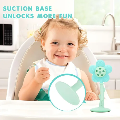 Miniatura 4 de Juguetes de dentición para bebés, mordedor y sonajero 2 en 1 para bebés de 0 a 6 meses, mordedores de silicona de grado alimenticio para bebés de 3