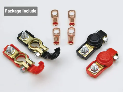 Miniatura 2 de TKDMR 2 pares de abrazaderas-conectores de terminales de cable de batería de automóvil - Terminal de batería con cubierta de plástico, buen