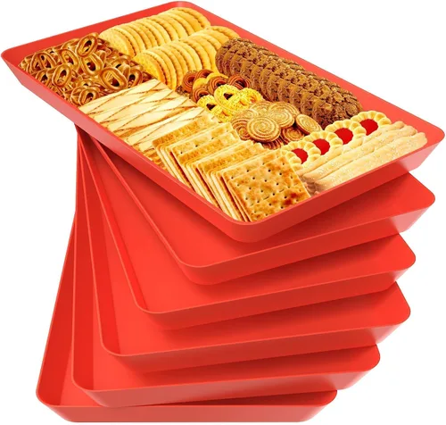 Miniatura 11 de WOWBOX 4 bandejas de servir para entretenimiento, platos para servir aperitivos, frutas, galletas, postres, bandejas de plástico reutilizables