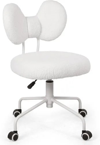 Miniatura 3 de Bonita silla de escritorio con respaldo, cómoda silla de oficina pequeña con ruedas, silla giratoria ajustable sin brazos para oficina en casa, sala