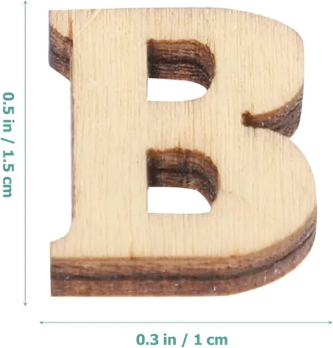 Miniatura 3 de MAGICLULU 100 letras pequeñas del alfabeto de madera de 0.6 pulgadas sin terminar con recortes de madera natural para manualidades y proyectos