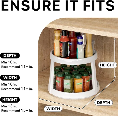 Miniatura 6 de Simple Houseware Organizador de especias Lazy Susan de 2 niveles, 10 pulgadas de diámetro, arce