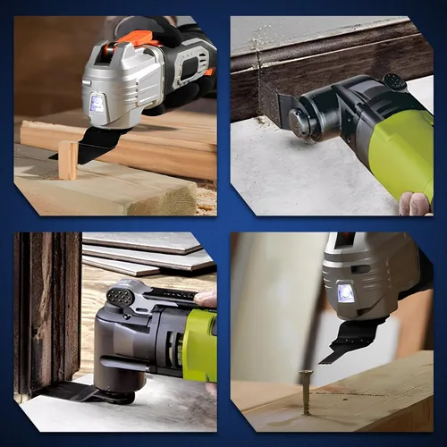 Miniatura 8 de Juego de 50 cuchillas multiherramienta: hojas de sierra oscilantes y cuchillas multiherramienta para madera y metal blando con interfaz