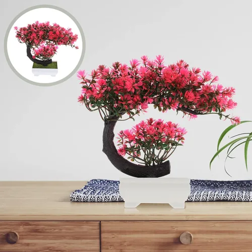 Miniatura 9 de Operitacx Árbol bonsái artificial de simulación de flores para decoración de bonsái, plantas falsas pequeñas de interior, decoración para el hogar