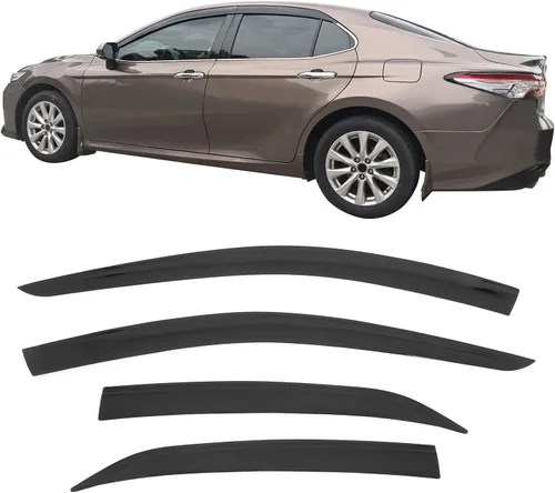 Miniatura 11 de IKON MOTORSPORTS Viseras de ventana de canal compatibles con Toyota Camry 2018-2024, protectores de lluvia acrílicos ahumado/tintados, deflectores