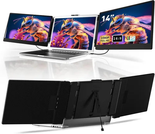 Miniatura 9 de Extensor de pantalla para laptop de 14 pulgadas, monitor portátil dual FHD 1080P IPS segunda pantalla para portátiles de 13 a 17 pulgadas, Plug &