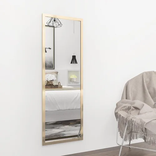 Miniatura 5 de whitebeach Espejo de puerta colgante, espejo de cuerpo completo de pared de longitud completa 44"x16" dorado montado en la pared sobre la puerta