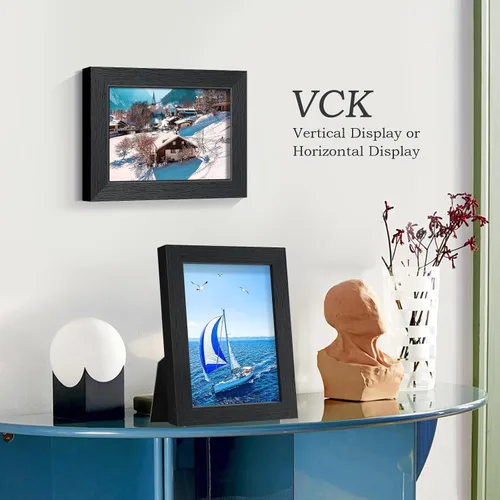 Miniatura 8 de VCK Portarretratos de madera negra de 5 x 7 pulgadas, para colgar en la pared, galería o mesa, 1 paquete