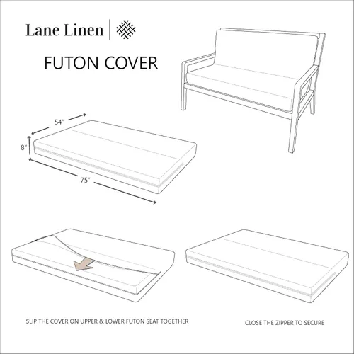Miniatura 7 de LANE LINEN Fundas para futón de tamaño completo, fundas elásticas 100% algodón, funda de colchón de tamaño completo para sofá cama de futón, funda