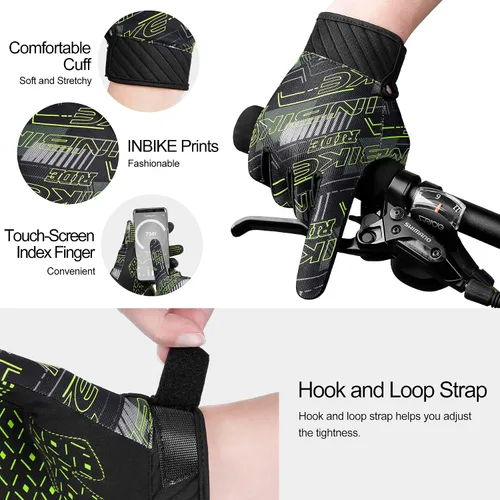 Miniatura 5 de INBIKE Guantes de ciclismo para hombres y mujeres, guantes de ciclismo acolchados de gel con memoria que absorben los golpes, guantes de ciclismo
