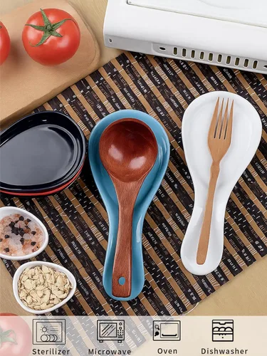 Miniatura 3 de GDCZ Reposacharas de Porcelana - Soporte Grande para Cucharas Reposa Utensilios para Encimera de Cocina y Estufa, Apto para Lavavajillas