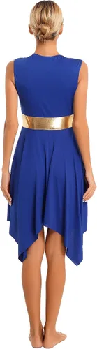 Miniatura 33 de easyforever Vestido de baile sin mangas con bloques de color para mujer, alabanza litúrgica, ropa de baile lírico, vestido de bata de adoración