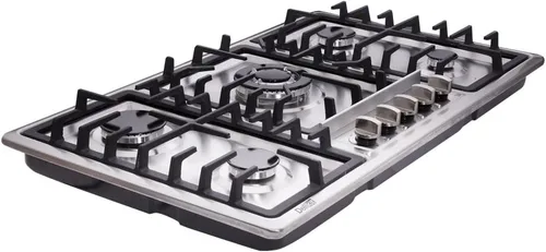 Deli-kit® Placa de cocina de gas de 34 pulgadas, doble combustible sellado, 5 quemadores, cocina de gas de acero inoxidable, cocina de gas Drop-In