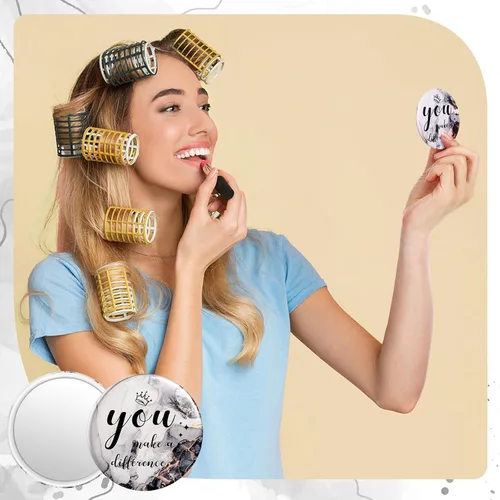 Miniatura 6 de Tradder 48 piezas de 2.76 pulgadas, mini espejo compacto inspirador a granel para maquillaje, monedero de bolsillo para mujeres, día de la madre