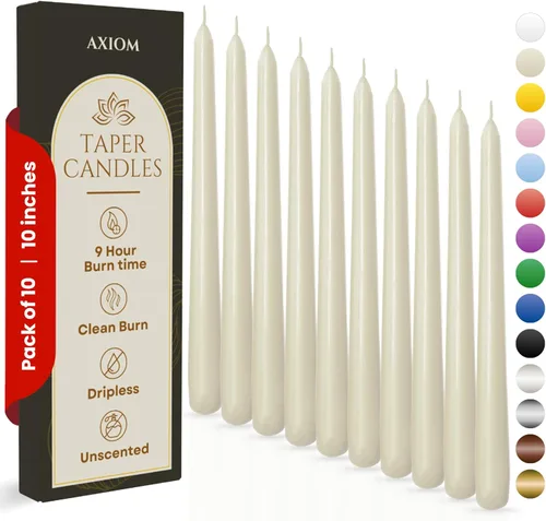 Miniatura 20 de Axiom Candles - Velas cónicas de 10 pulgadas sin goteo - Velas altas sin perfume y sin humo - 9 horas de combustión - Velas cónicas para el hogar