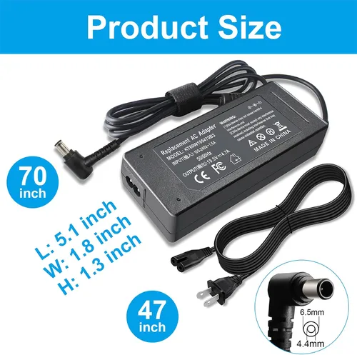 Miniatura 7 de Cargador para portátil de 90 W, 19,5 V, 4,7 A, compatible con Sony Vaio VGP PCG Series, cable de alimentación de 19,5 V con Bravia TV KDL Series