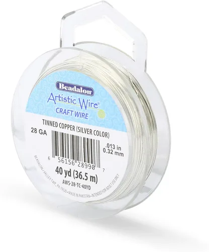 Miniatura 61 de Artistic Wire, alambre para manualidades de calibre 22 bañado en plata, resistente a las manchas, color cobre, blanco, 9,1 m