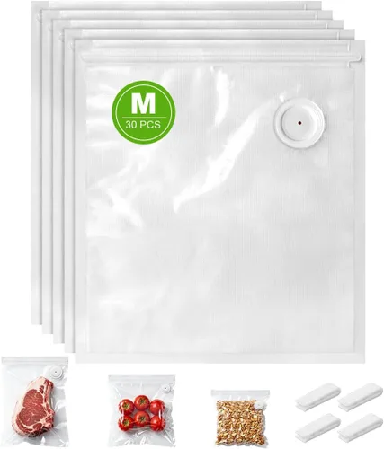 Miniatura 10 de Bolsas selladoras al vacío, 30 bolsas reutilizables al vacío para alimentos, sin BPA, bolsas de almacenamiento de alimentos al vacío con bolsa