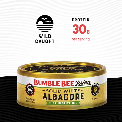 Miniatura 3 de Bumble Bee Prime Atún Blanco Sólido de Albacore en Aceite de Oliva, Lata de 5 oz - Atún Premium Capturado Silvestre - 30g de Proteína por Porción