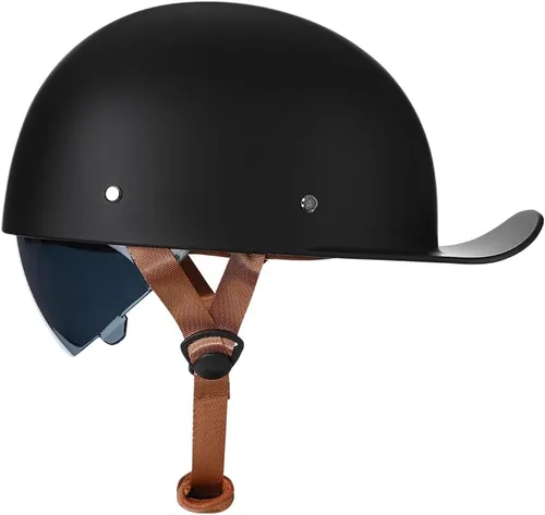 Miniatura 6 de Casco abierto de estilo vintage retro para motocicleta, gorra de béisbol, medios cascos con lente desplegable para hombres y mujeres, ciclomotor
