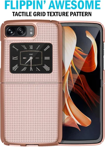Miniatura 2 de Funda con clip para Motorola RAZR 2022 Flip Phone, Nakedcellphone [textura de cuadrícula] cubierta rígida delgada y [rotación/trinquete] funda
