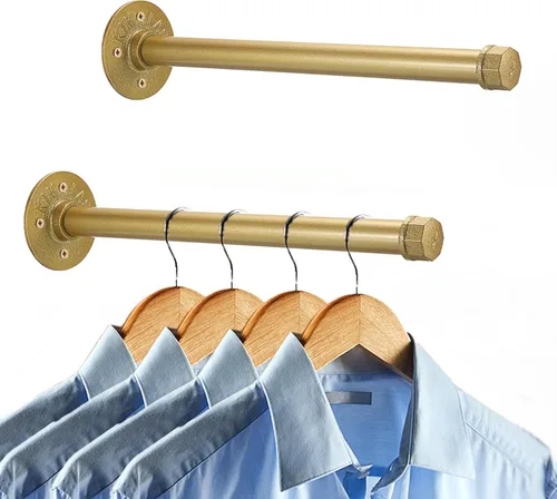 Miniatura 10 de Sumnacon 2 Piezas Barra de Ropa de Tubo Industrial de 5.9 Pulgadas – Perchero de Metal Rústico de Servicio Pesado con Tornillos, Soporte para Ropa