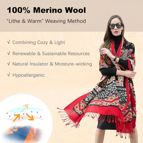 Miniatura 155 de DANA XU Manta de pashmina extragrande 100% de lana merina, bufanda de viaje, bufanda de cachemira para mujer, otoño e invierno, chal de gran